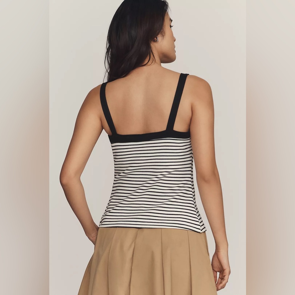 Anthropologie Maeve Square-Neck Button-Front Tank Top Pre Owned Worn Once Size M - Picture 3 of 4